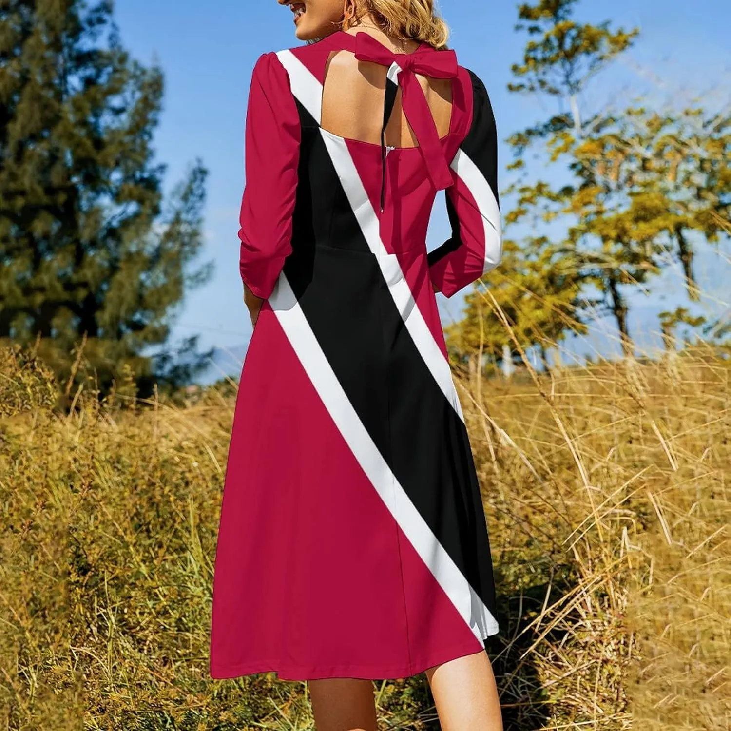 Dress Skirts for Womens Summer Top Trinidad and Tobago Flag Casual V Neck Shift Dress M