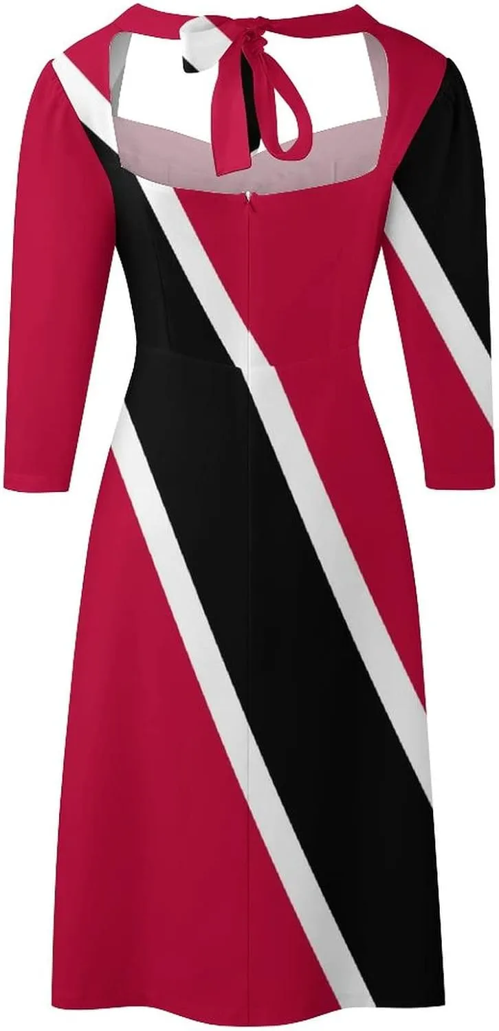 Dress Skirts for Womens Summer Top Trinidad and Tobago Flag Casual V Neck Shift Dress M