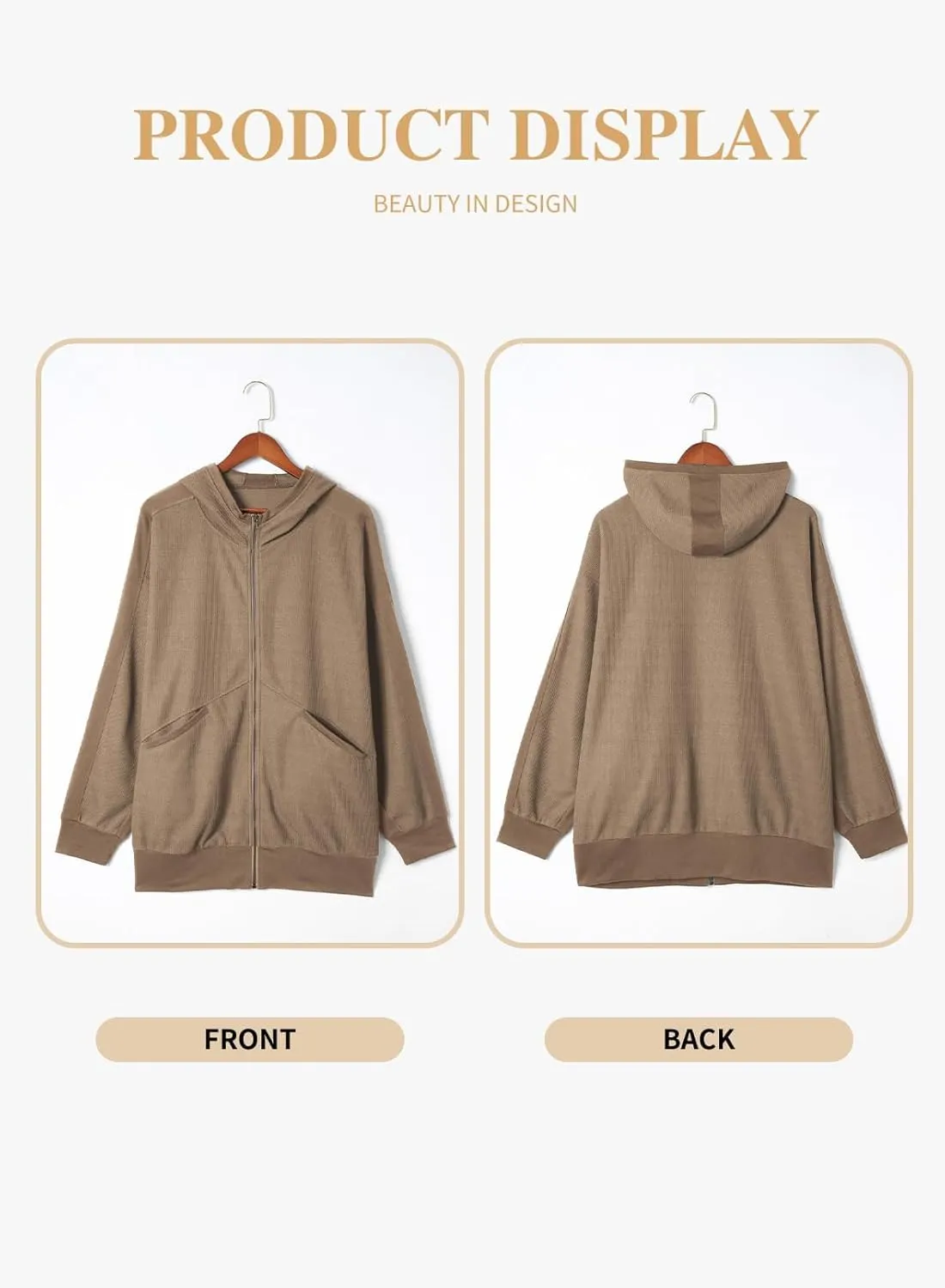Eytino Womens Plus Size Long Sleeve Zip Up Oversized Casual Hoodies Sweatshirt Jackets with Pockets(1X-5X)