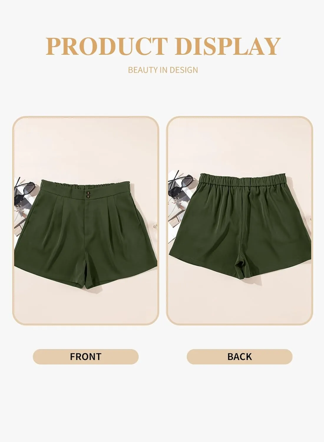 Eytino Womens Plus Size Shorts Casual Elastic Waist Wide Leg Suit Tailored Shorts Summer Dressy Shorts with Pockets(1X-5X)