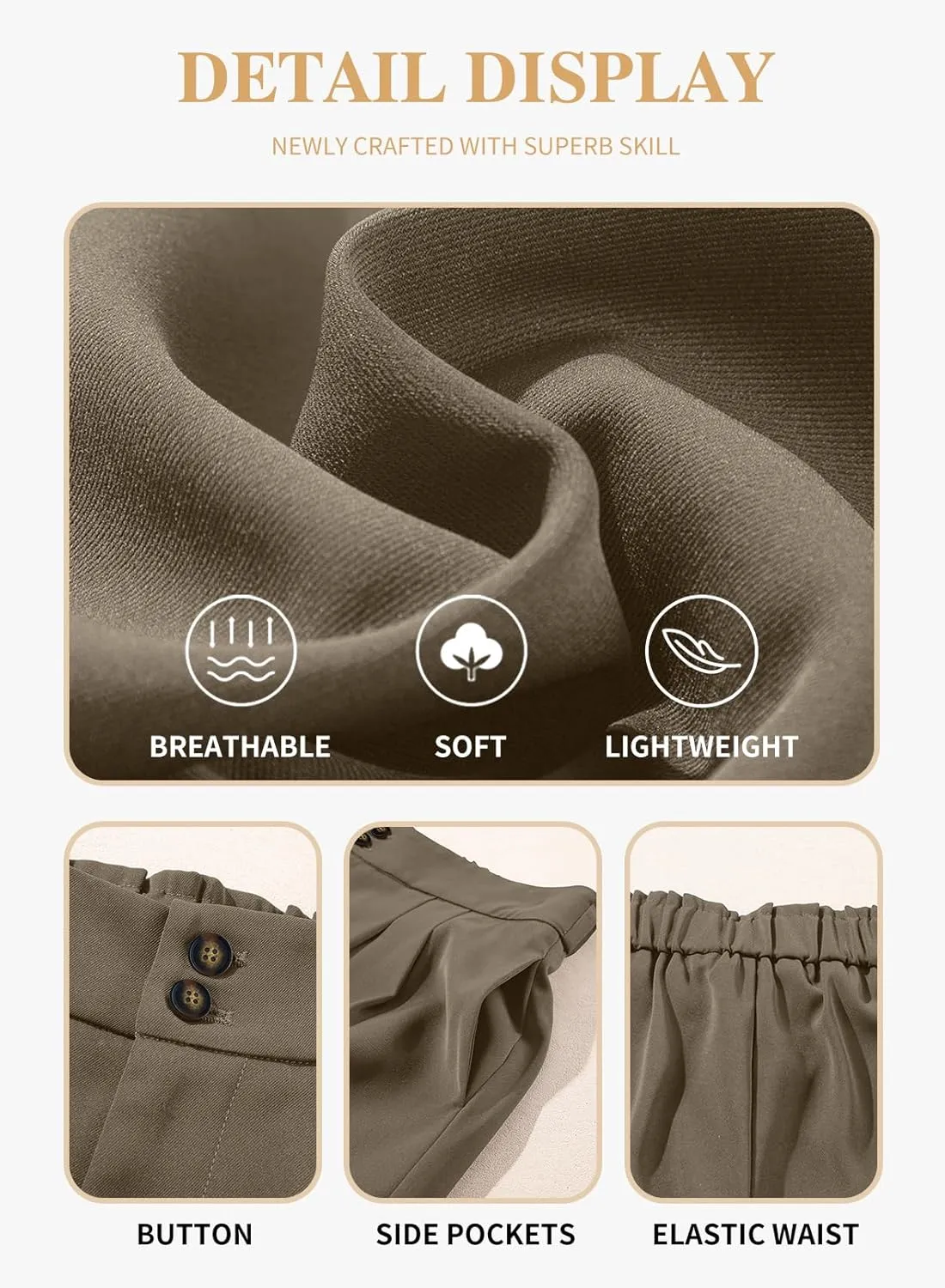 Eytino Womens Plus Size Shorts Casual Elastic Waist Wide Leg Suit Tailored Shorts Summer Dressy Shorts with Pockets(1X-5X)
