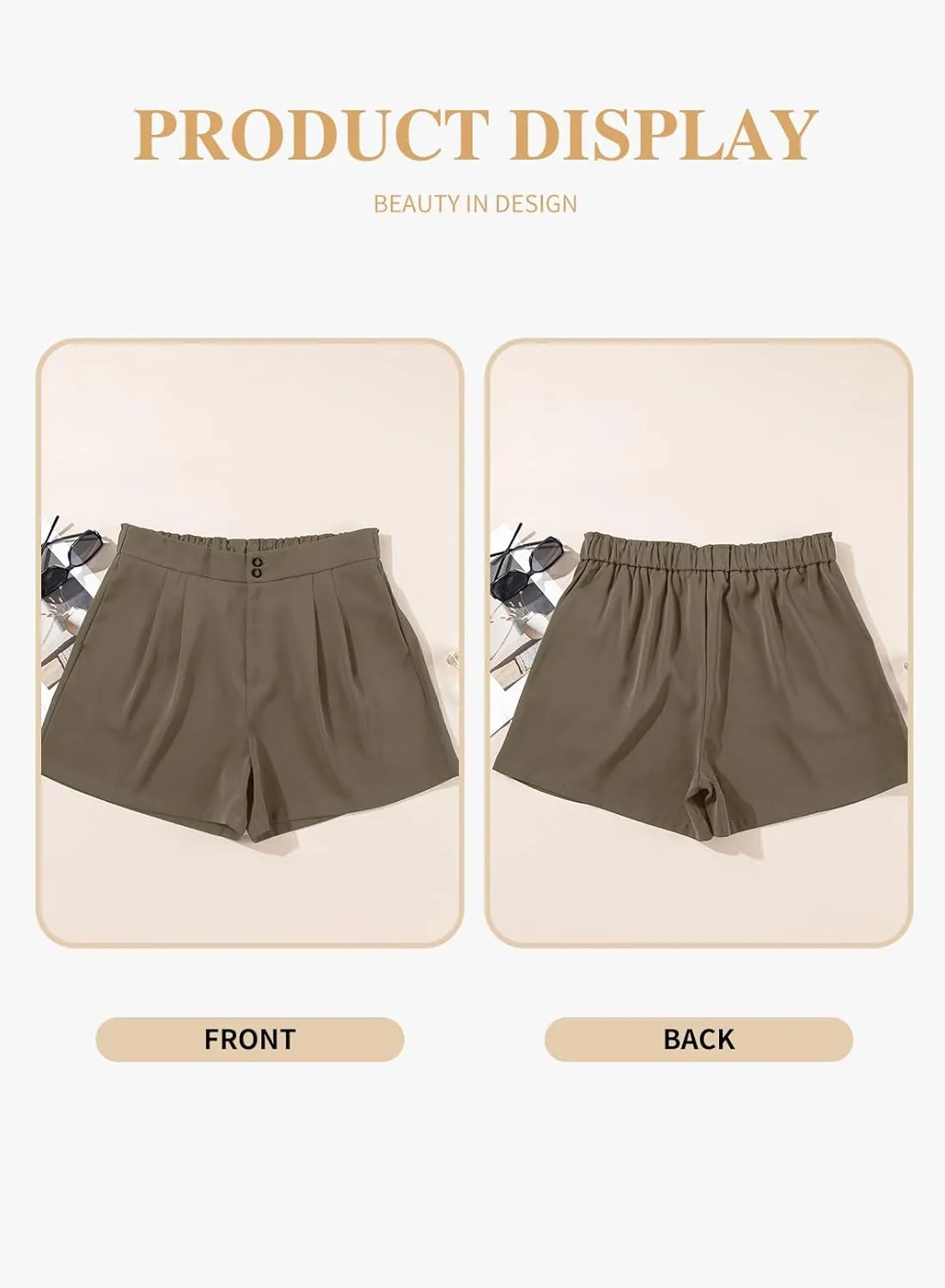 Eytino Womens Plus Size Shorts Casual Elastic Waist Wide Leg Suit Tailored Shorts Summer Dressy Shorts with Pockets(1X-5X)