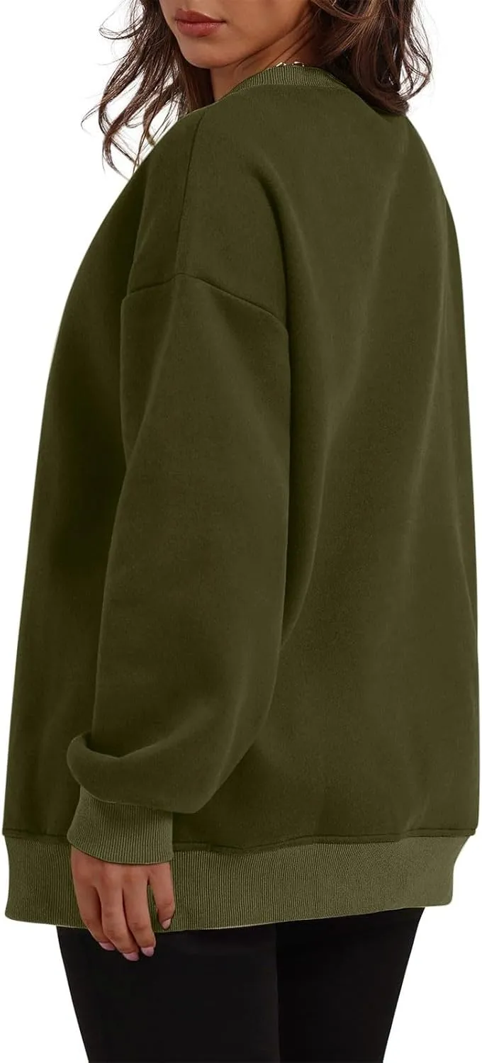 Fall Fashion For Women 2024 Oversized Long Sleeve Crewneck Sweatshirt Fleece Pullover Tops With Pockets Warm Outfits