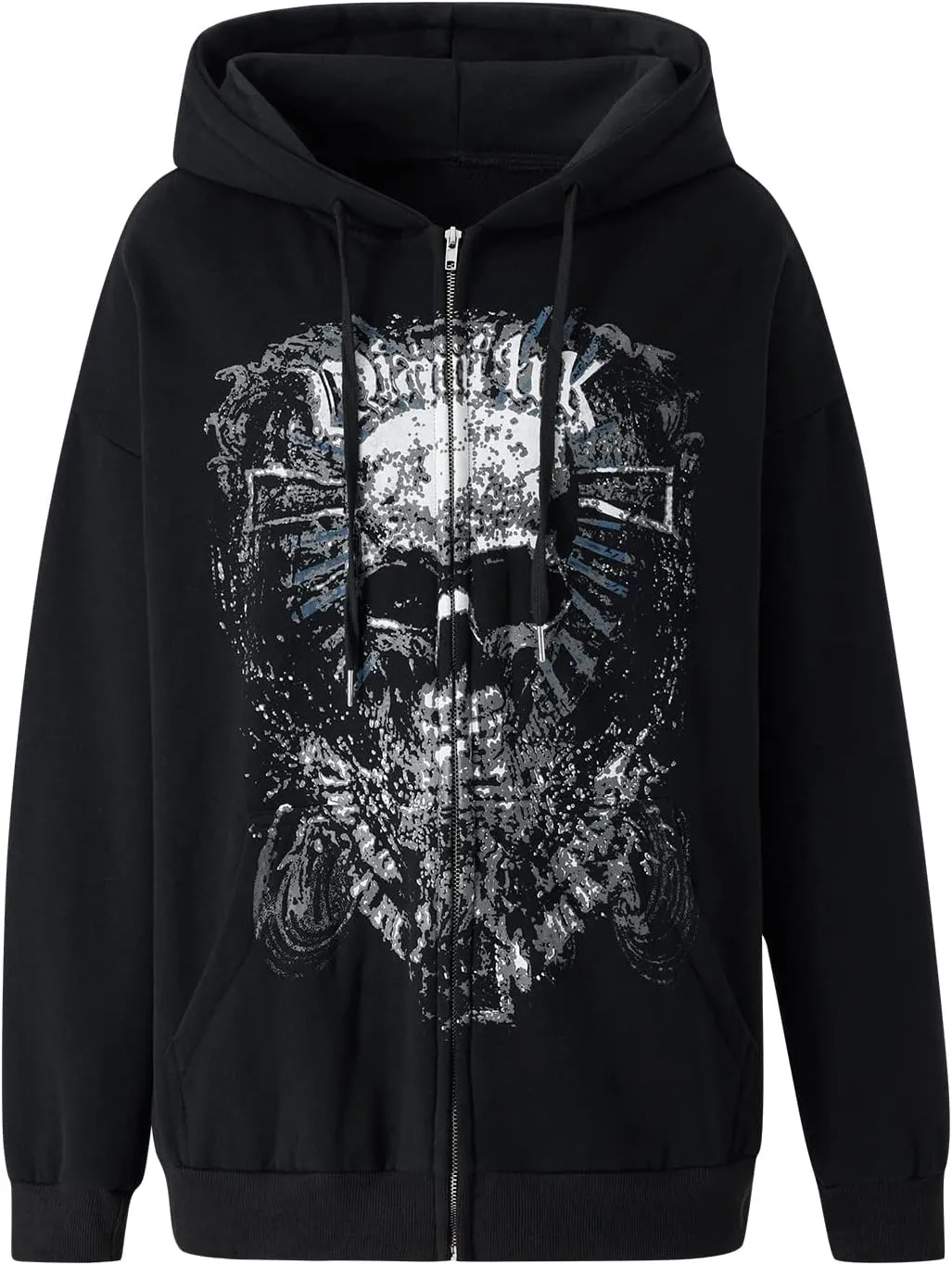 Faretumiya Women Y2k Hoodie Graphic Oversized Zip Up Sweatshirt Grunge Aesthetic Jacket Harajuku Hooded Streetwear