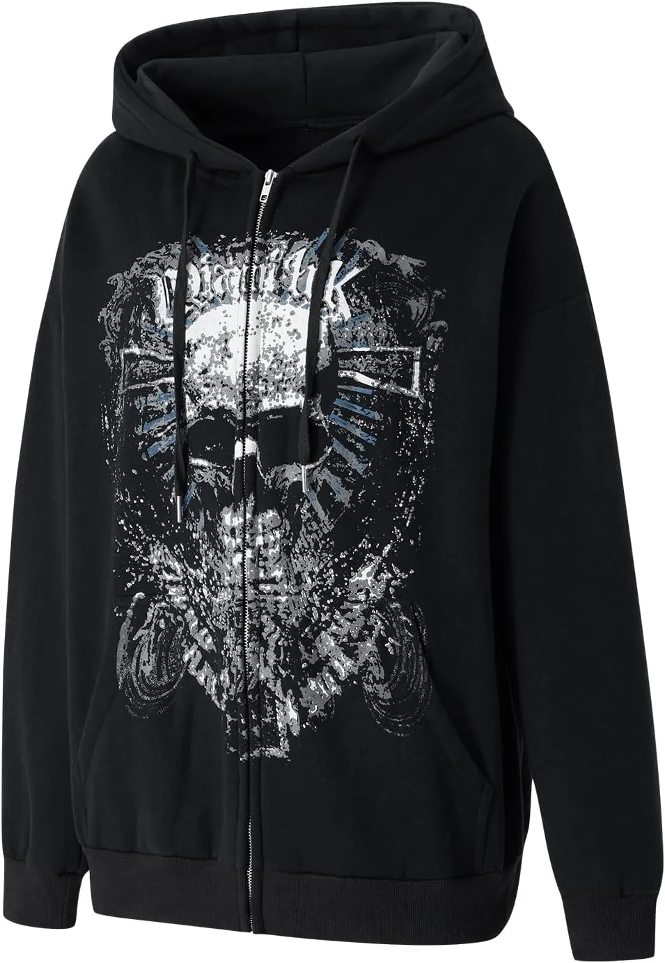 Faretumiya Women Y2k Hoodie Graphic Oversized Zip Up Sweatshirt Grunge Aesthetic Jacket Harajuku Hooded Streetwear