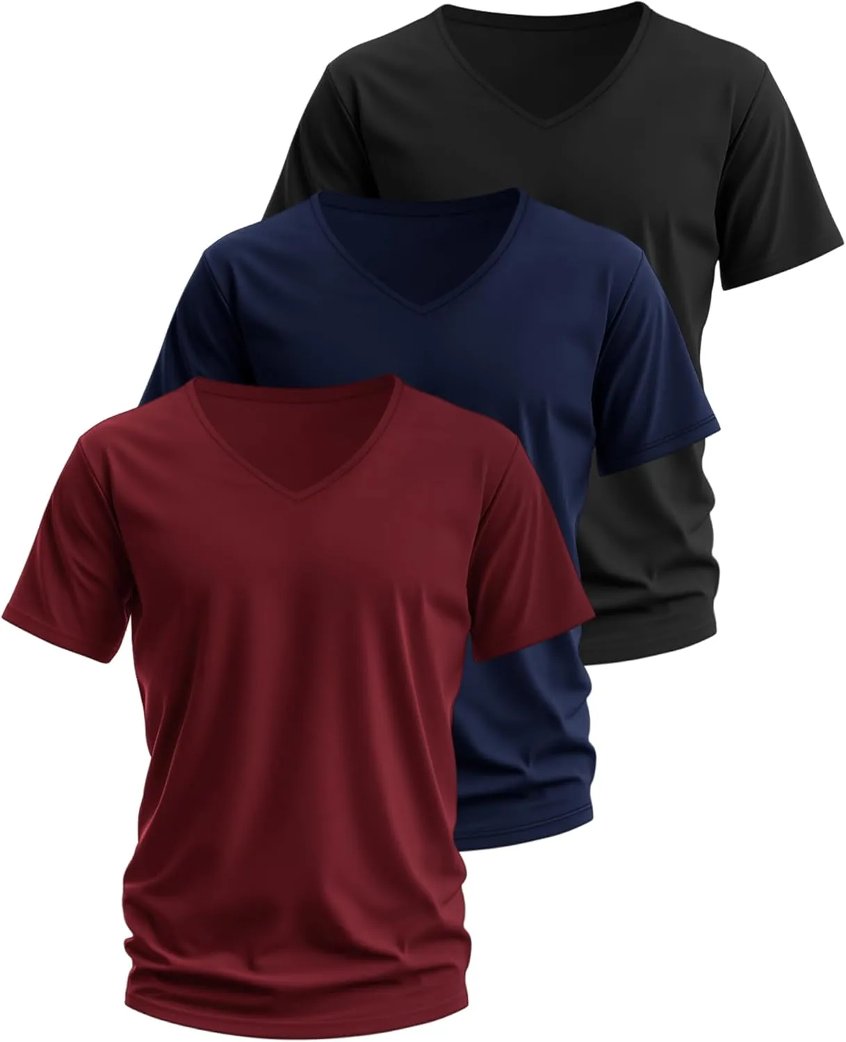 Ficerd 3 Pack Men's V Neck 95% Cotton T-Shirts M-7xl Big Tall Regular Soft Short Sleeve Basic 2025 Summer Clothes