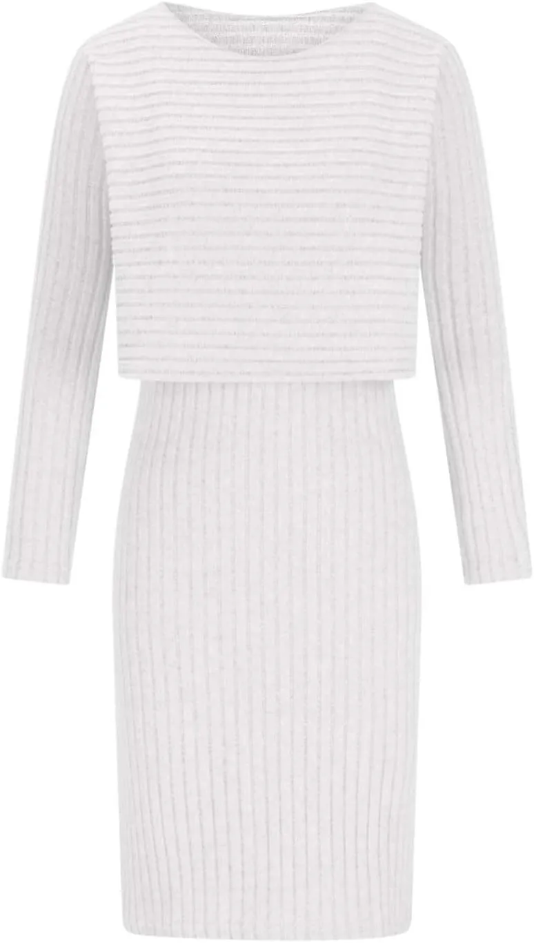 Firzero Women's 2 Piece Outfits Long Sleeve Turtleneck Cropped Sweaters Top and Bodycon Midi Dress Ribbed Knit Sweater Dress