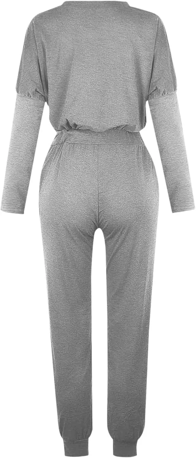 Firzero Womens Sweatsuits 2 Piece Set Outfits Long Sleeve Crew Neck Tops and Long Pants Tracksuit Lounge Sets Lounge Wear