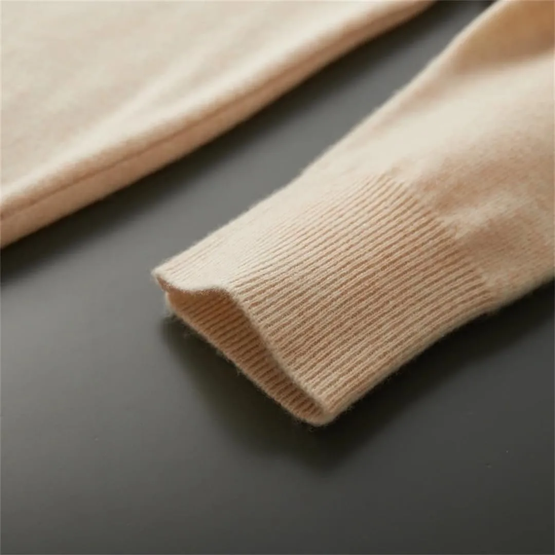 Fjnbbiot Men Long Sleeve Sweater Autumn Winter V-Neck Basic Pullovers Merino Wool Solid Casual Cashmere Knitwear