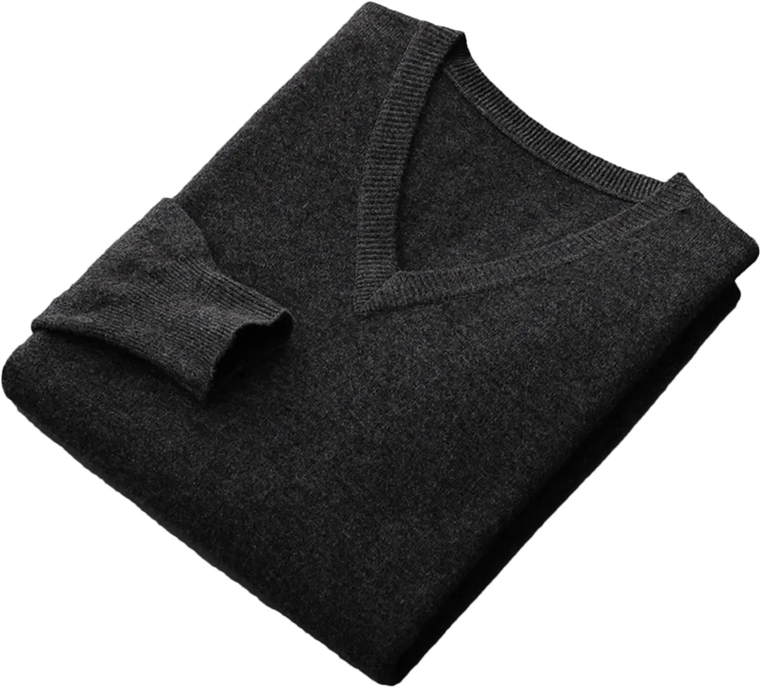 Fjnbbiot Men Long Sleeve Sweater Autumn Winter V-Neck Basic Pullovers Merino Wool Solid Casual Cashmere Knitwear