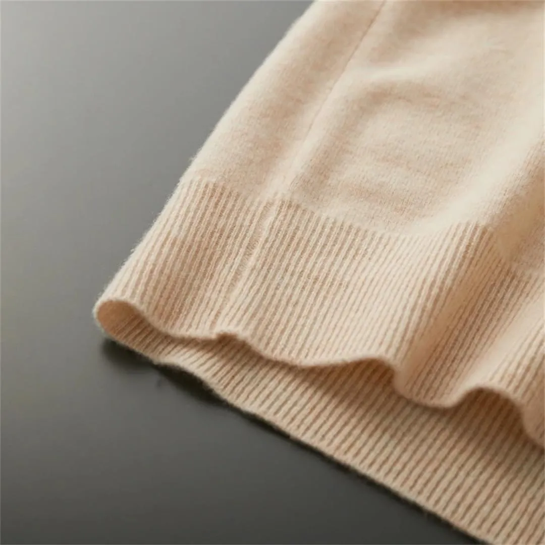Fjnbbiot Men Long Sleeve Sweater Autumn Winter V-Neck Basic Pullovers Merino Wool Solid Casual Cashmere Knitwear