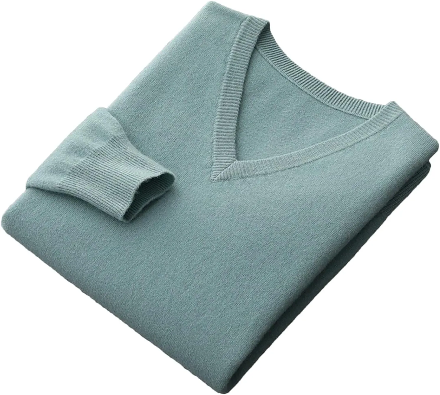 Fjnbbiot Men Long Sleeve Sweater Autumn Winter V-Neck Basic Pullovers Merino Wool Solid Casual Cashmere Knitwear