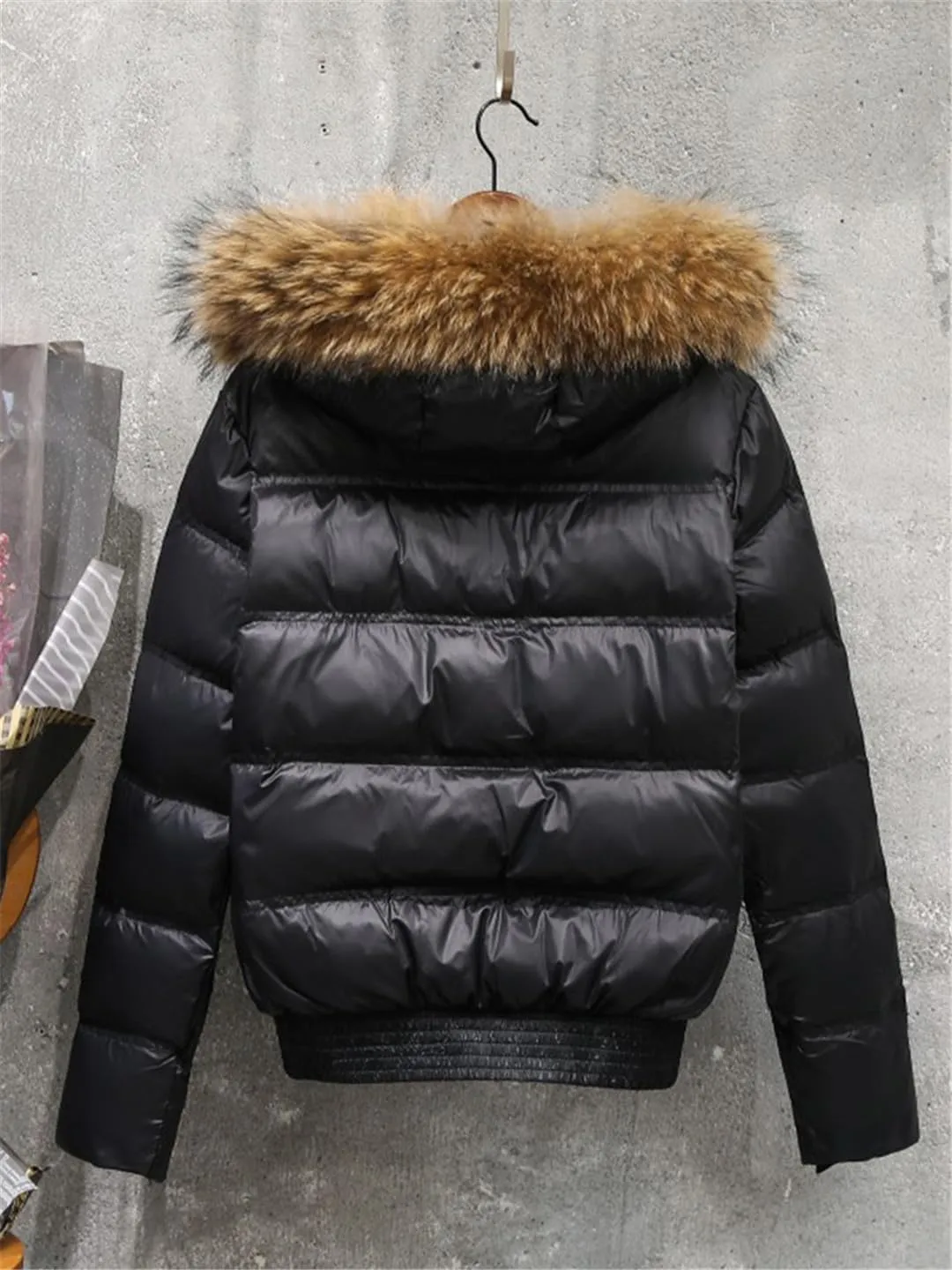 Fjnbbiot Winter Coat Women Hooded Short Warm Puffer Jacket Waterproof Female White Duck Down Parka