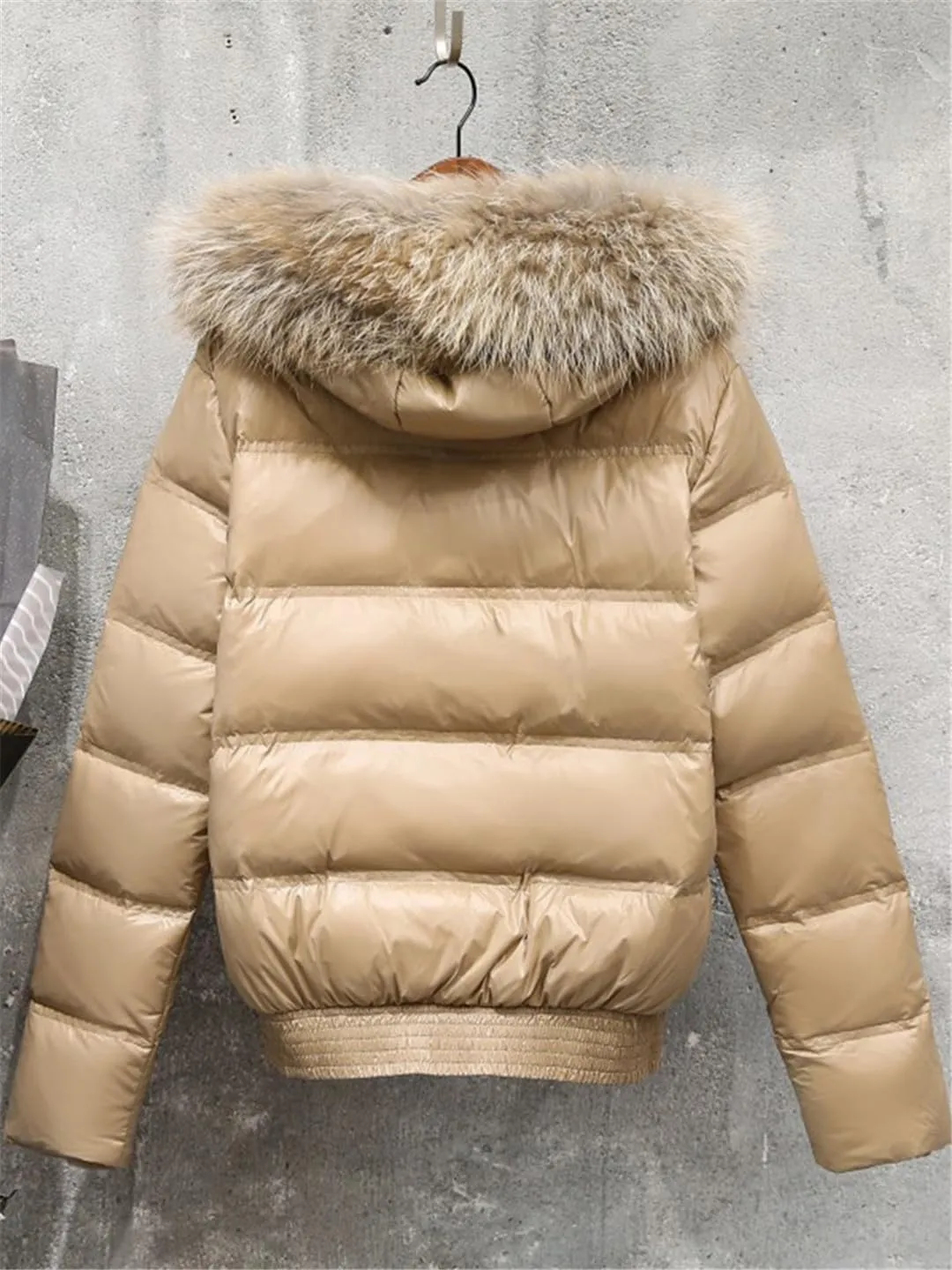 Fjnbbiot Winter Coat Women Hooded Short Warm Puffer Jacket Waterproof Female White Duck Down Parka