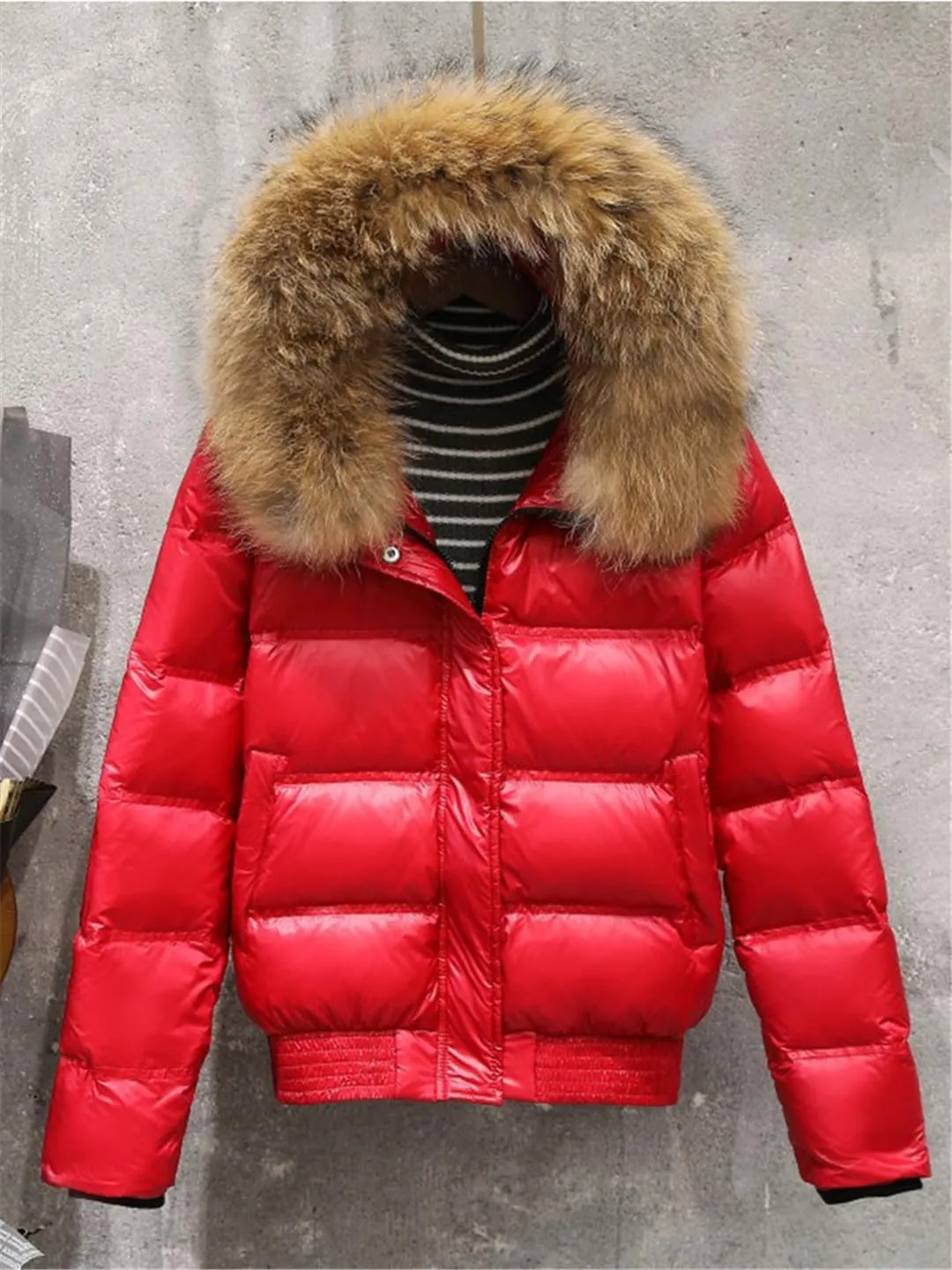 Fjnbbiot Winter Coat Women Hooded Short Warm Puffer Jacket Waterproof Female White Duck Down Parka
