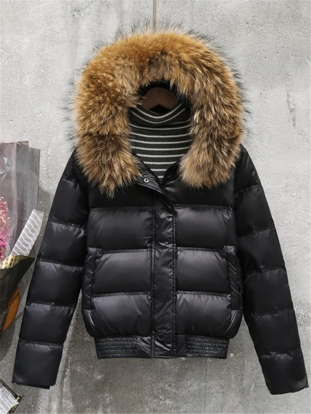 Fjnbbiot Winter Coat Women Hooded Short Warm Puffer Jacket Waterproof Female White Duck Down Parka