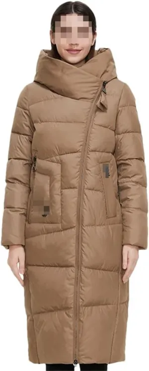 Fjnbbiot Winter Down Jacket Women Long Thick Coat Hooded Puffer Warm Cotton Clothes Elegant Retro Parka