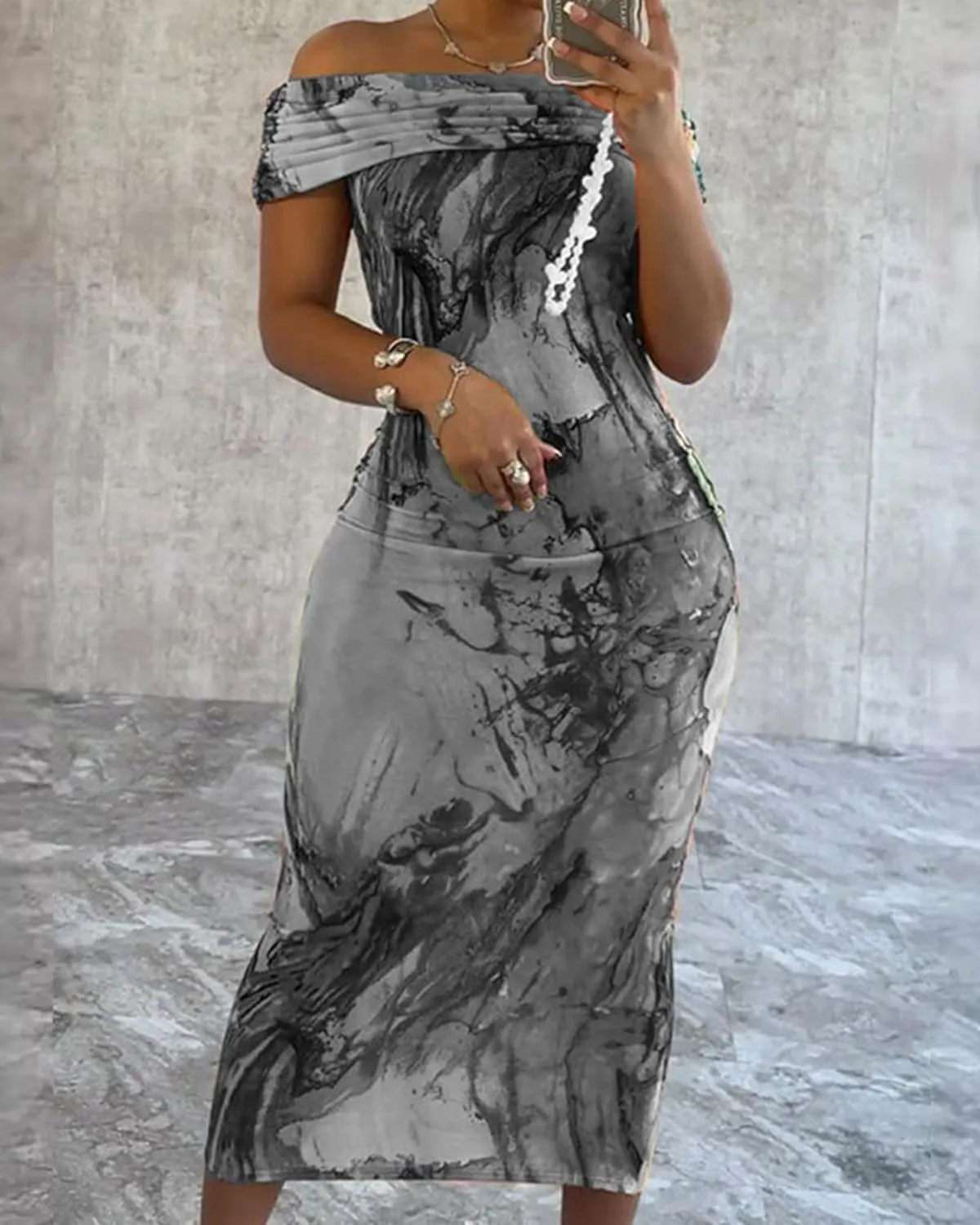 Floral Maxi Dress for Women Off Shoulder Sexy Bodycon Tie Dye Summer Beach Dresses