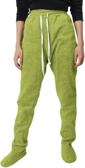 Footed Pajamas For Women Fleece Lined Drawstring Sweatpants With Feet Winter Warm Elastic Waist Sleepwear With Pockets