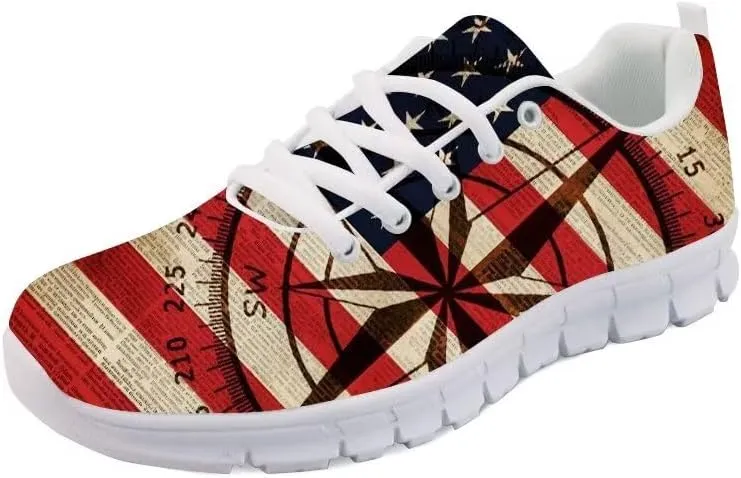 Forchrinse American Flag Bold Eagle Print Women's Athletic Running Shoes Patriotic Walking Sneakers for Men USA Shoes President Independence