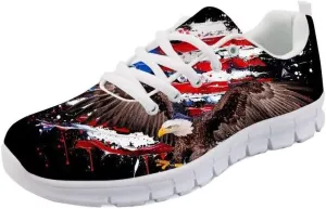 Forchrinse American Flag Bold Eagle Print Women's Athletic Running Shoes Patriotic Walking Sneakers for Men USA Shoes President Independence