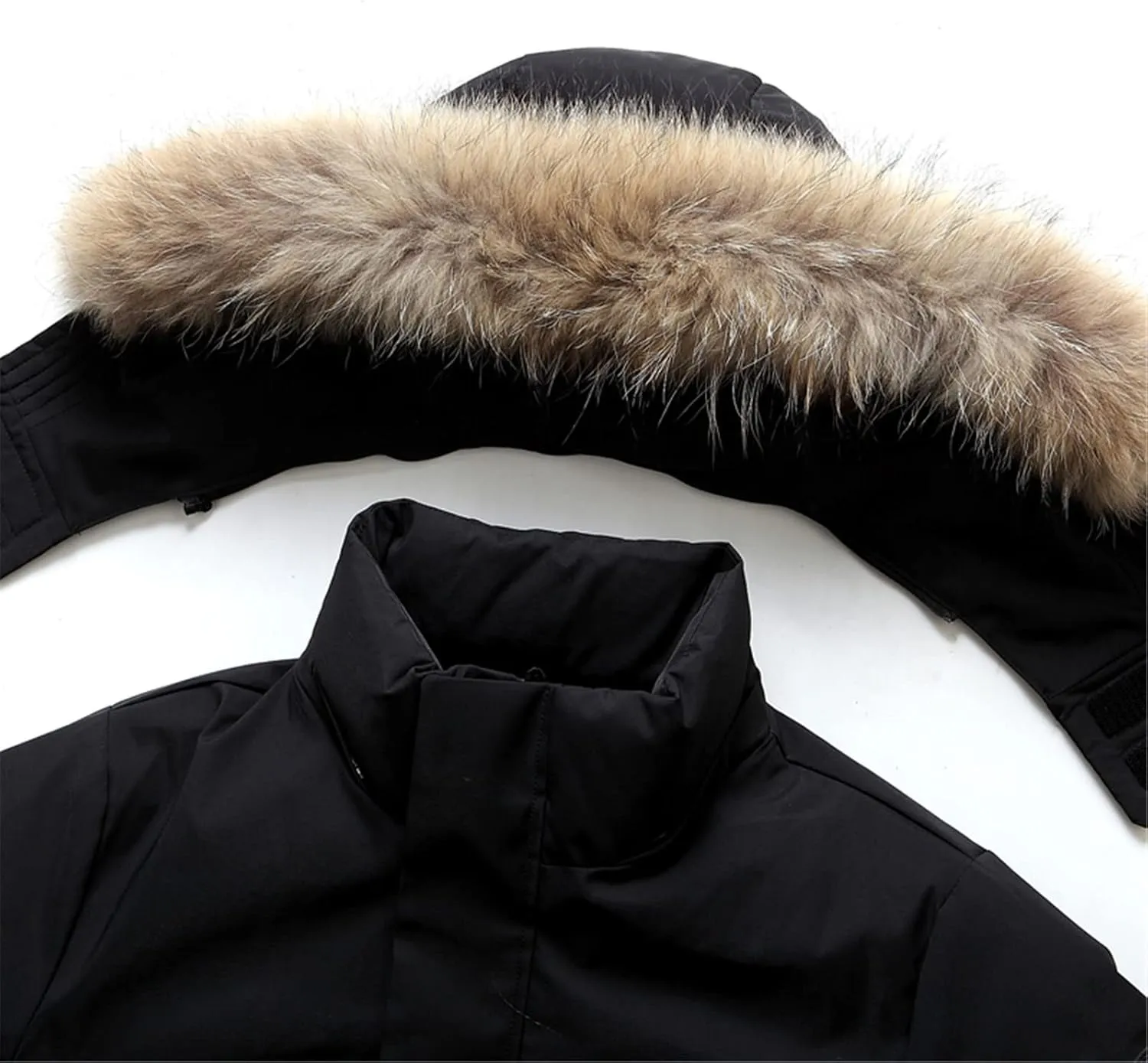 Fur Collar Men's Down Jacket Hooded Warm Winter Coat Warm 90% White Duck Down Long Parka