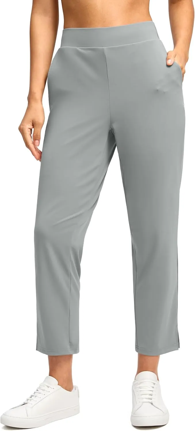 G Gradual Women's Pants Ankle 7/8 Golf Pants 3 Pockets Stretchy Petite Travel Pants Inner Drawstring for Work Business Casual