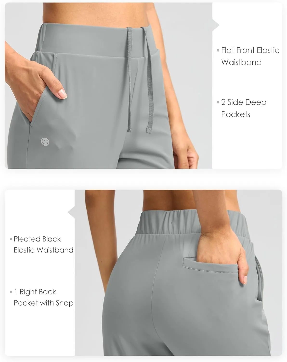 G Gradual Women's Pants Ankle 7/8 Golf Pants 3 Pockets Stretchy Petite Travel Pants Inner Drawstring for Work Business Casual