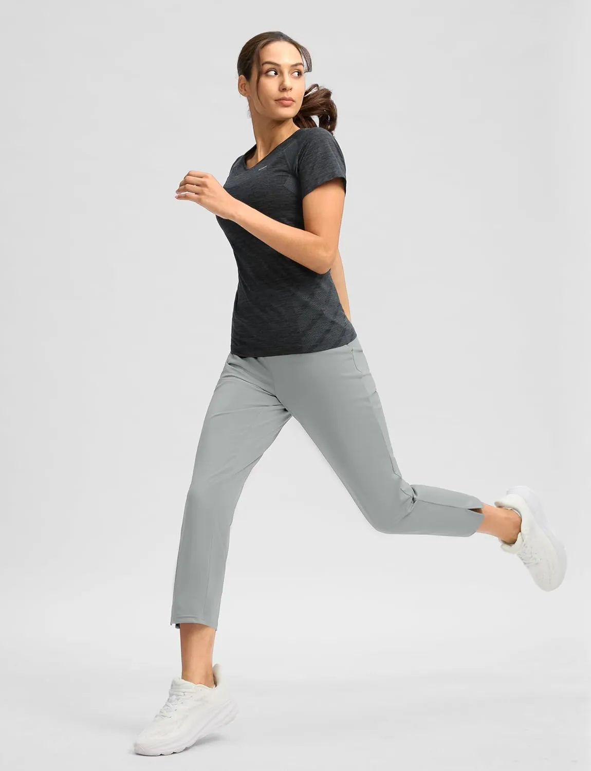 G Gradual Women's Pants Ankle 7/8 Golf Pants 3 Pockets Stretchy Petite Travel Pants Inner Drawstring for Work Business Casual