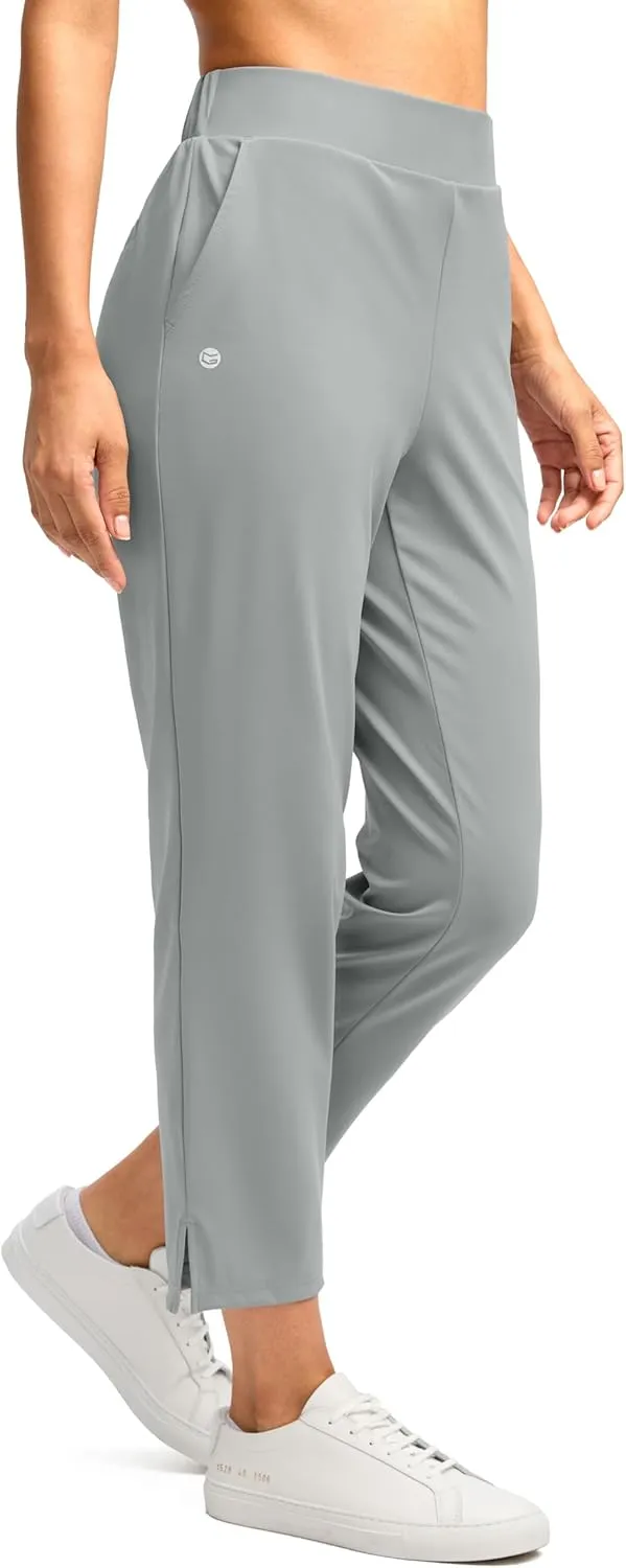 G Gradual Women's Pants Ankle 7/8 Golf Pants 3 Pockets Stretchy Petite Travel Pants Inner Drawstring for Work Business Casual