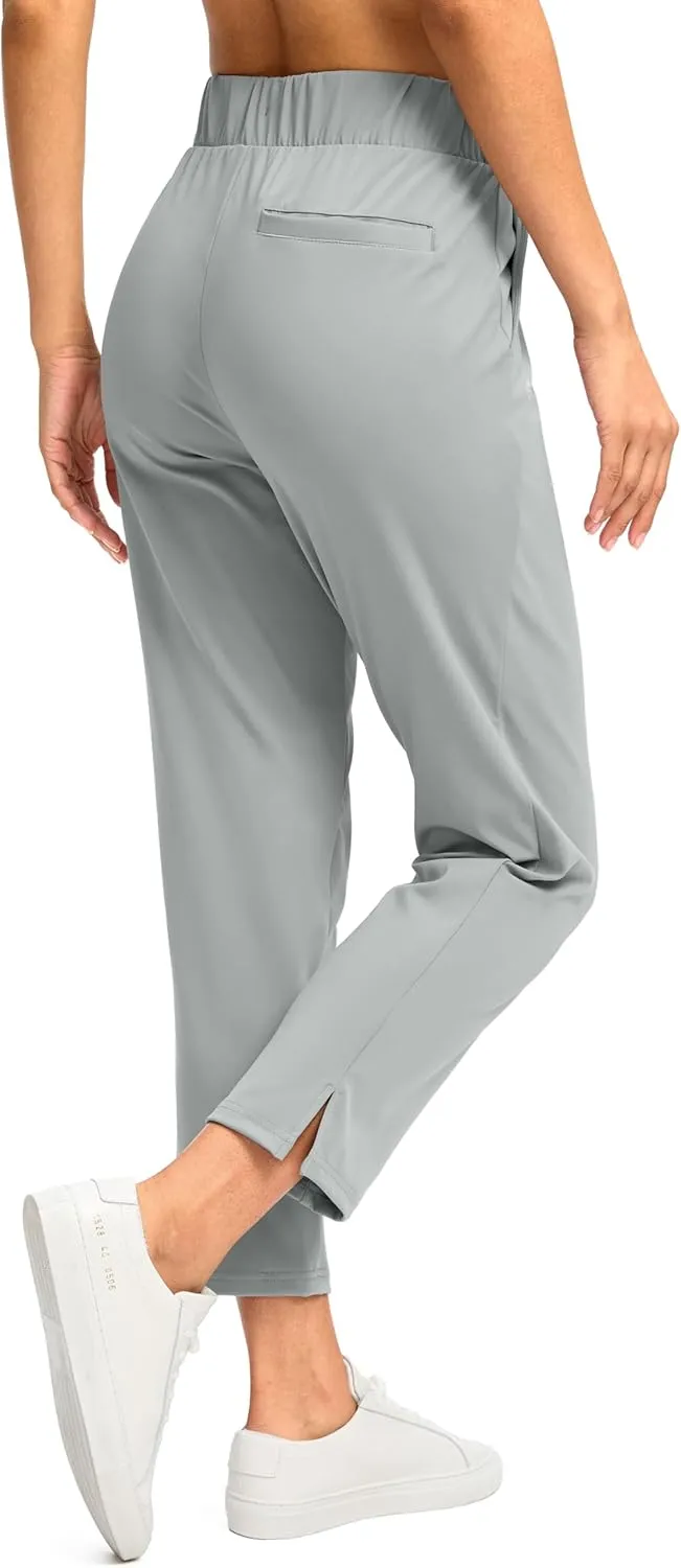 G Gradual Women's Pants Ankle 7/8 Golf Pants 3 Pockets Stretchy Petite Travel Pants Inner Drawstring for Work Business Casual