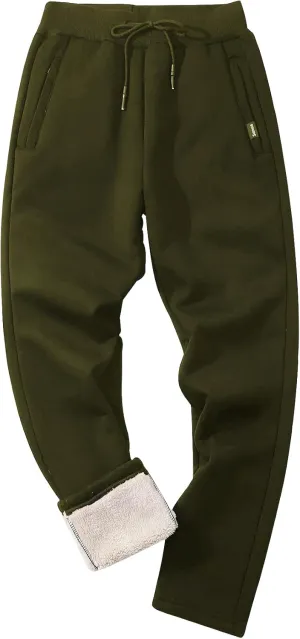 Gihuo Men Sweatpants Sherpa Fleece Lined Sweatpants Winter Thermal Active Outdoor Sports Track Jogger Pants