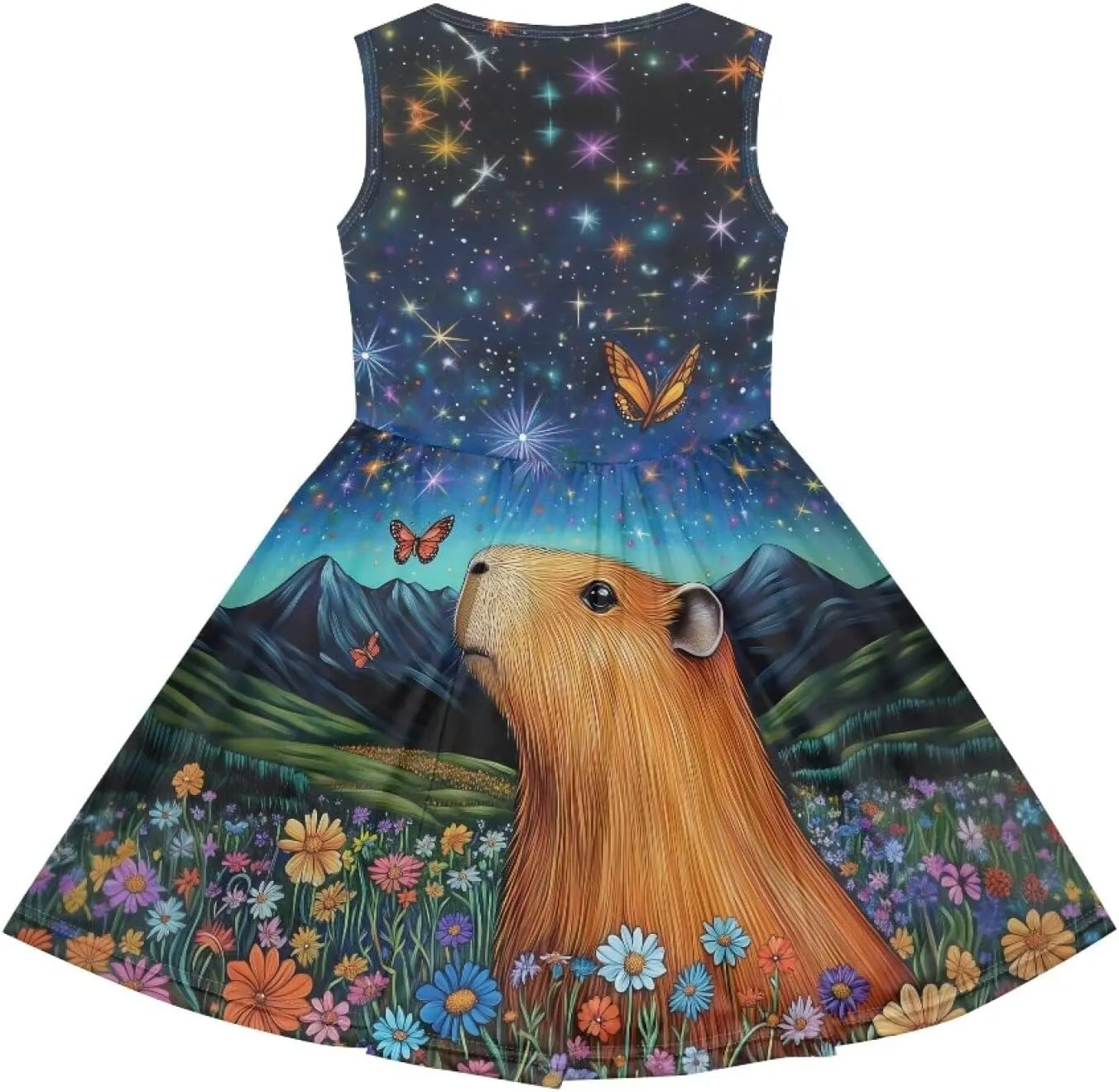 Girls Cute Summer Dresses 2-14Y Kids Mini Party Sun Dress Twirly Skater Dress Sleeveless Dress with Pockets