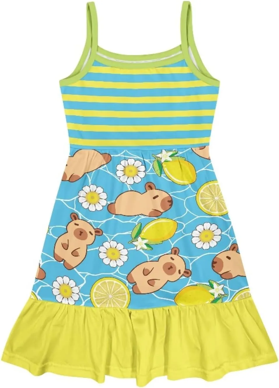 Girls Summer Dress 3-14 Y Kids Casual Spaghetti Strap Tiered Midi Dresses Cute Twirly Skater Party Sundress