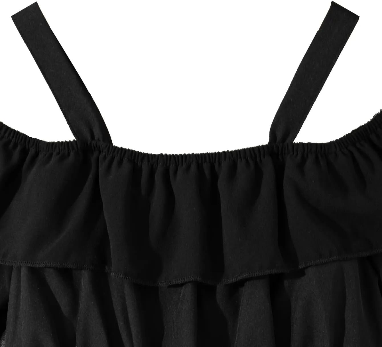 Girls' Summer Dress Cold Shoulder Ruffle Trim Flare Sleeve A Line Midi Dresses