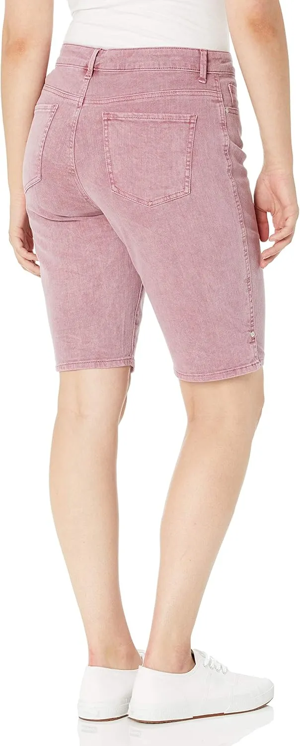 Gloria Vanderbilt Women's Mid Rise Belted Jean Bermuda Short