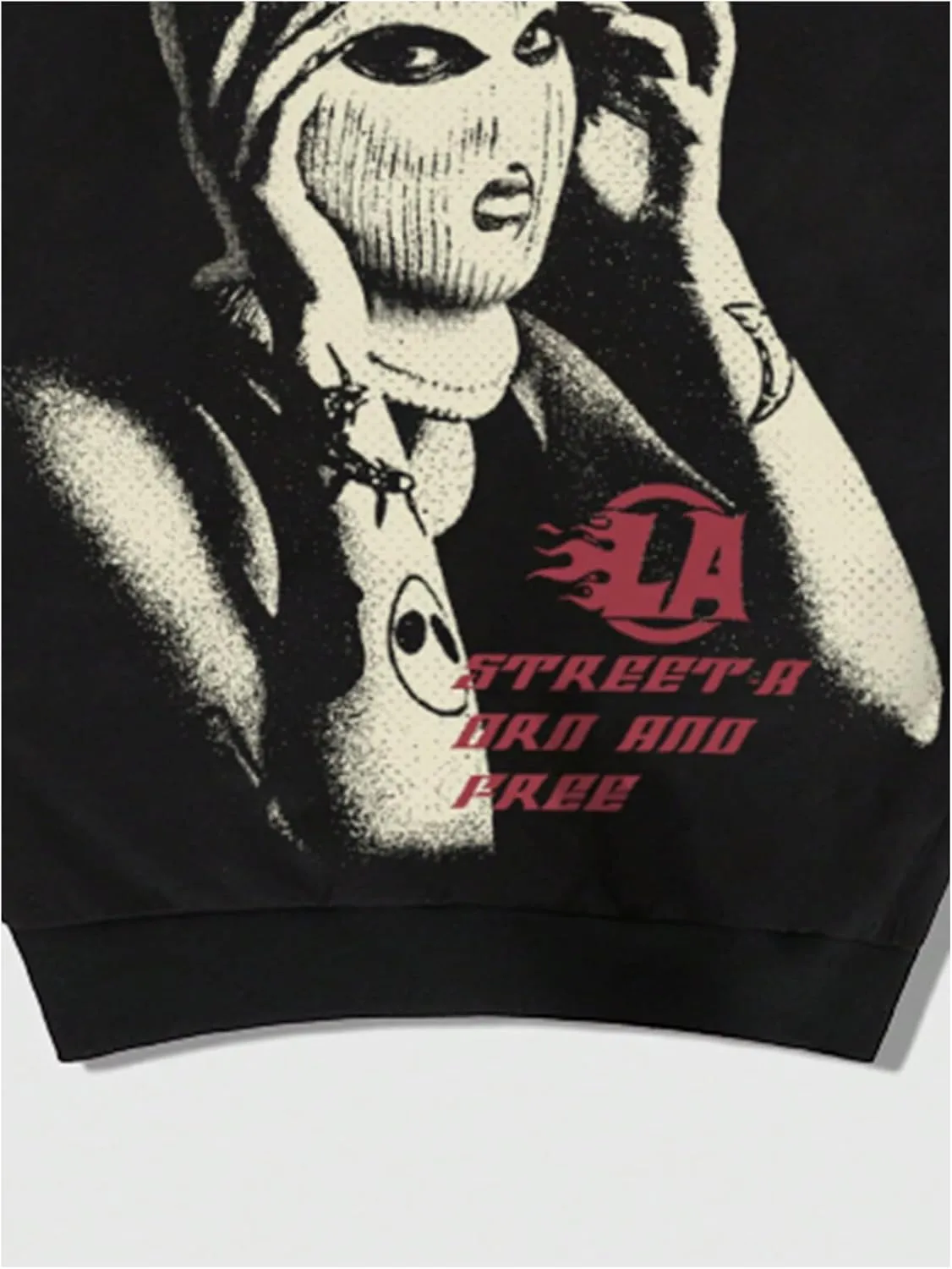 GORGLITTER Men's Letter Figure Print Zip Up Drawstring Hoodie Long Sleeve Sweatshirt Jacket