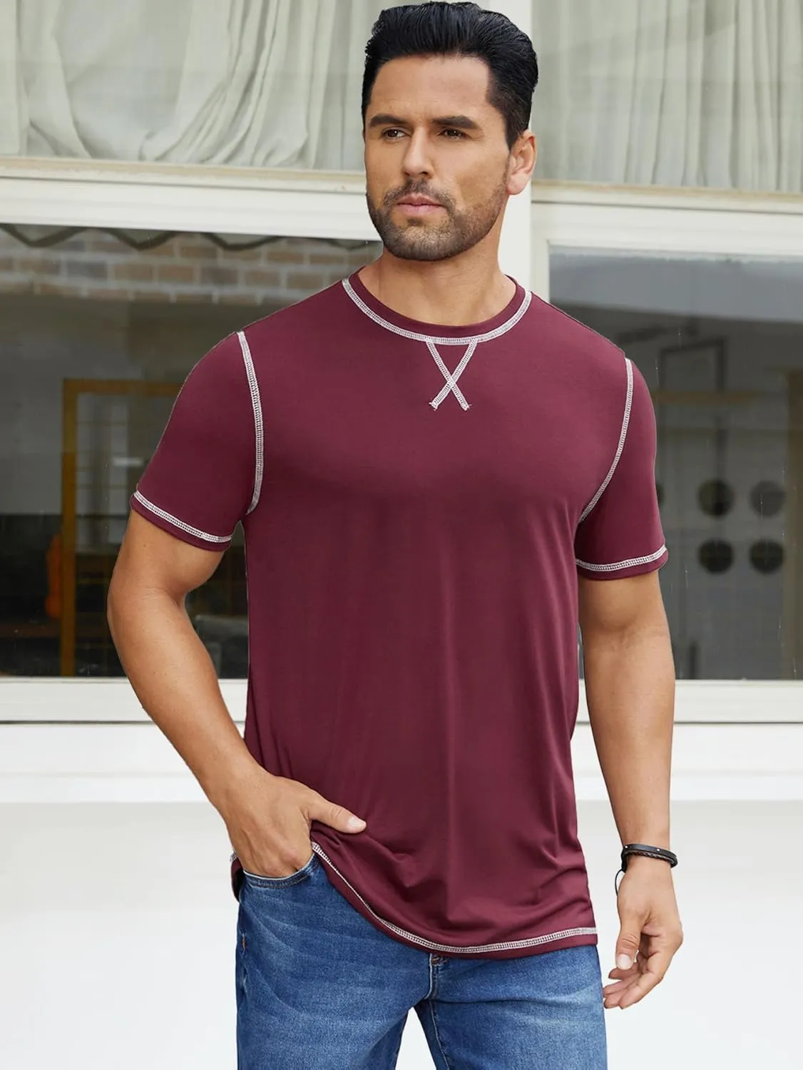 Hardaddy Men's Short Sleeve Casual Crewneck Shirts Summer Soft T-Shirts Lightweight Tee Pullover Tops