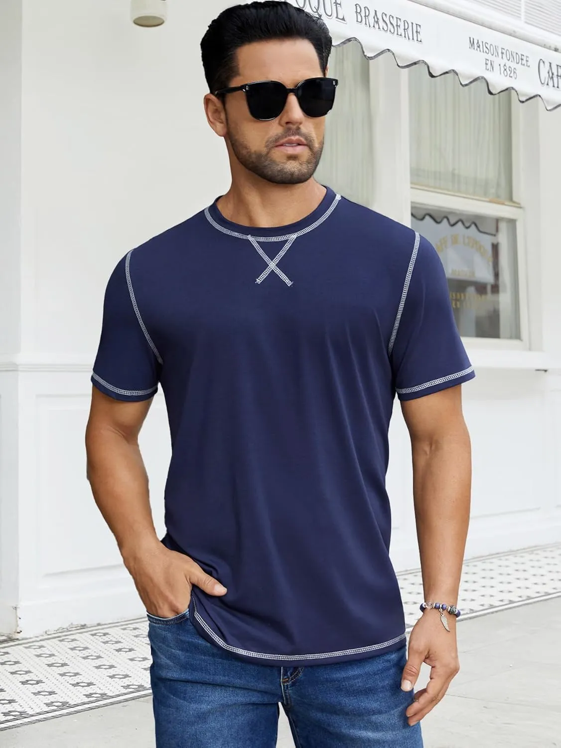 Hardaddy Men's Short Sleeve Casual Crewneck Shirts Summer Soft T-Shirts Lightweight Tee Pullover Tops