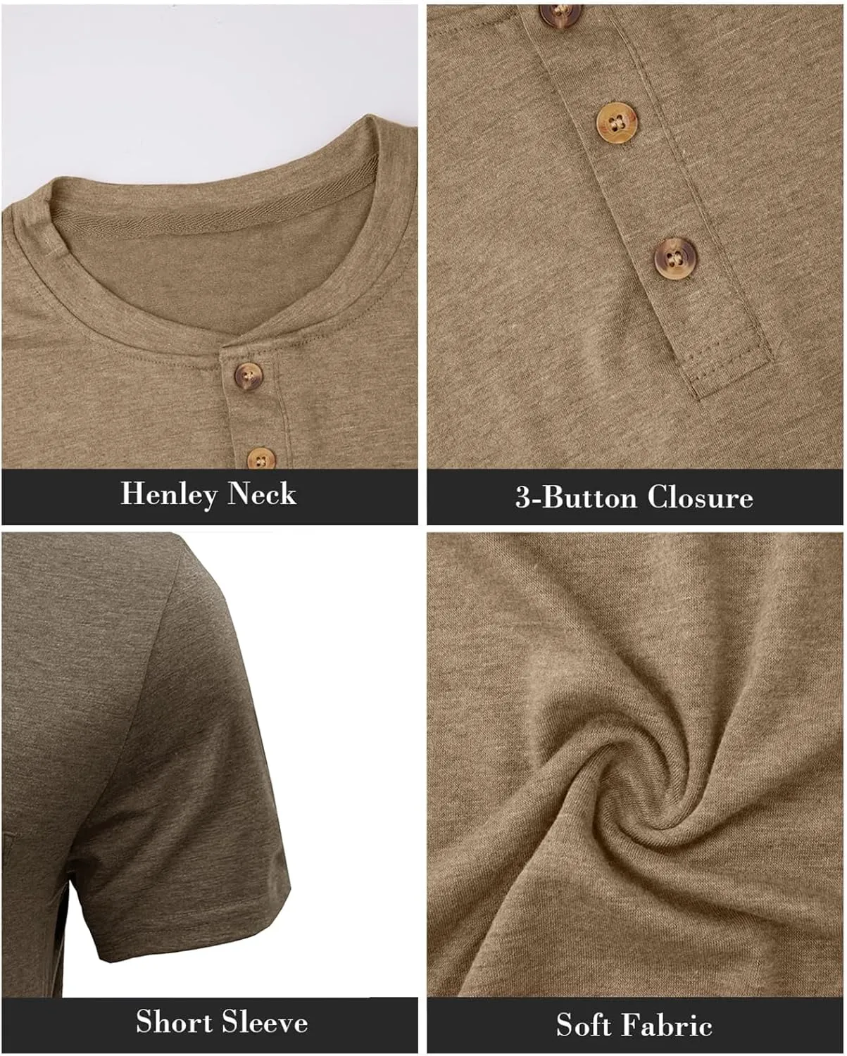 Henley Shirts for Men Casual Long/Short Sleeve Cotton T-Shirt Basic Button Tee Shirts with Pocket
