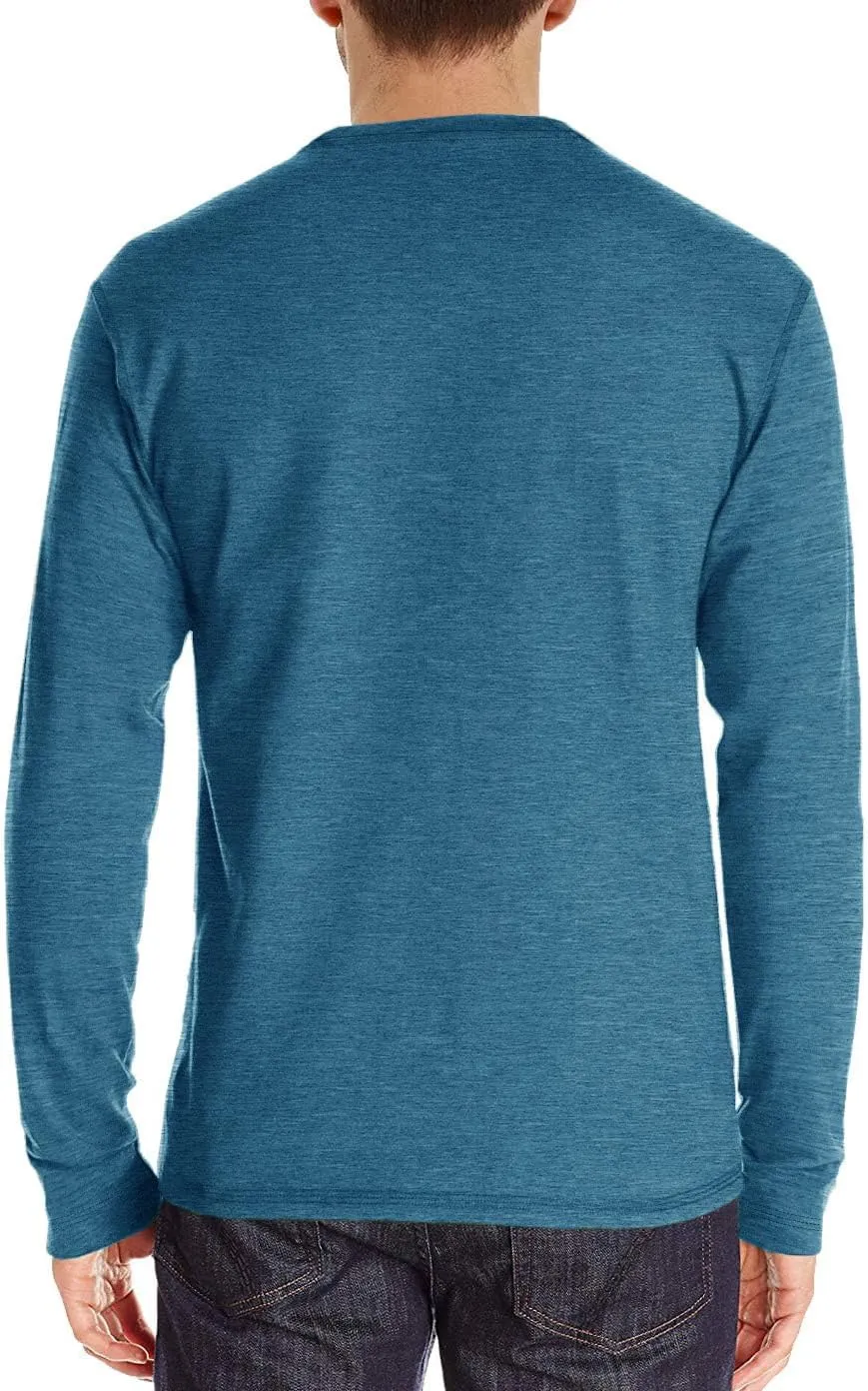Henley Shirts for Men Casual Long/Short Sleeve Cotton T-Shirt Basic Button Tee Shirts with Pocket