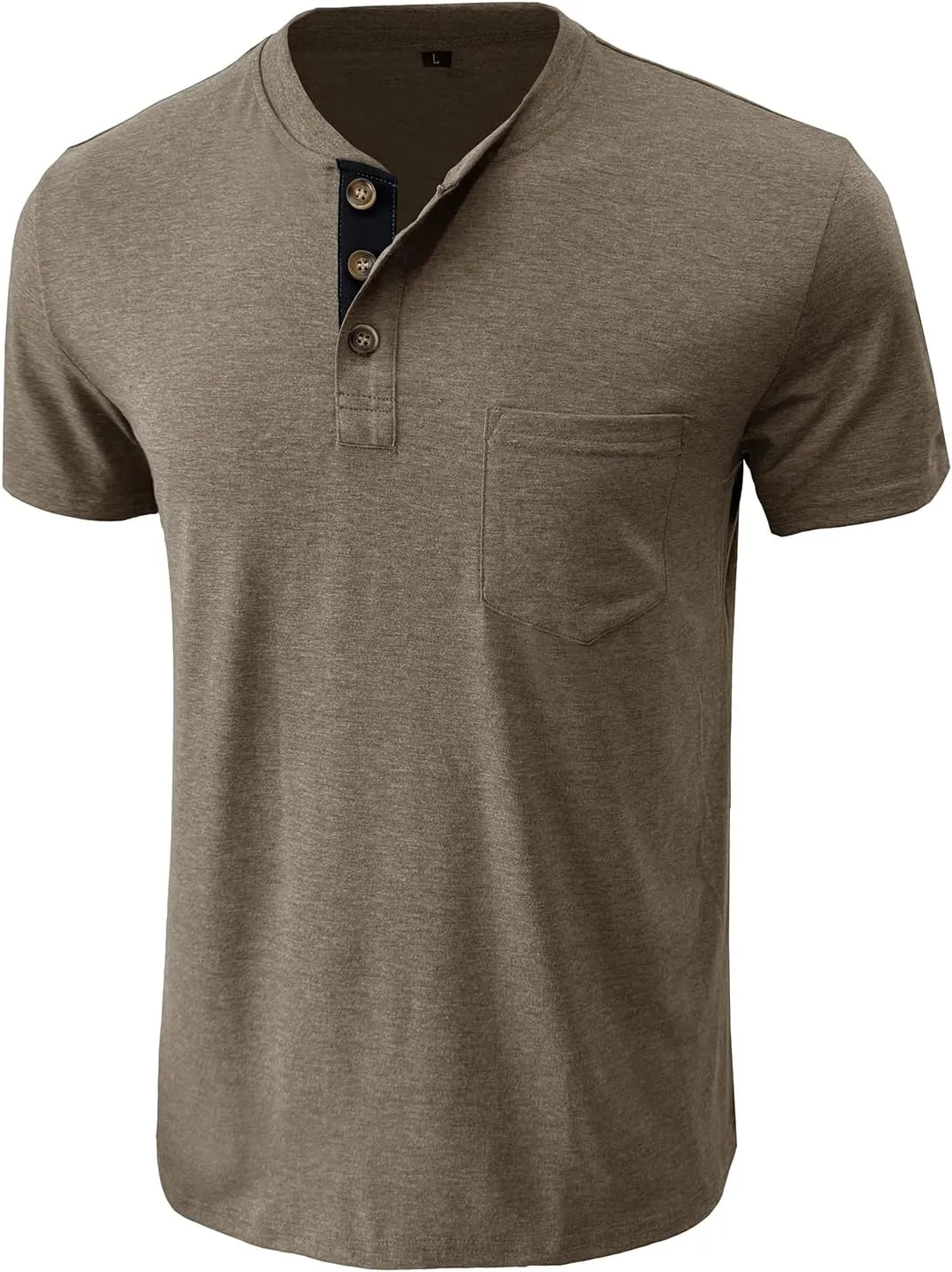 Henley Shirts for Men Casual Long/Short Sleeve Cotton T-Shirt Basic Button Tee Shirts with Pocket
