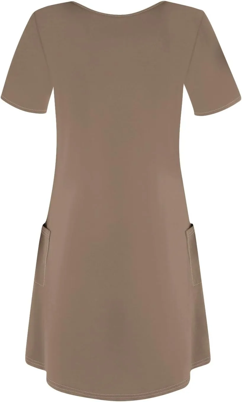 HHmei Summer Dresses for Women Loose V Neck Short Sleeve Casual T Shirt Dress Sundresses Swimsuit Coverup with Pockets