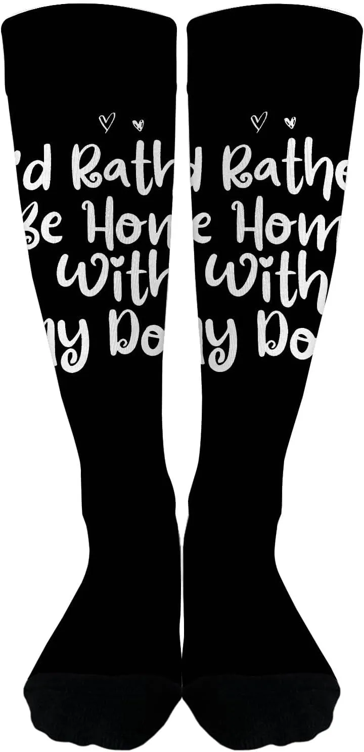 I'd Rather Be Homes With My Dogs Saying Dogs Womens Athletic Socks Mid Calf Sock
