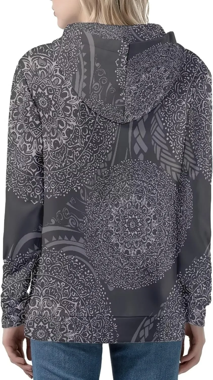 Irisjudy Folk Art Bird Flower Womens Oversized Sport Hoodies with Pocket St.Patrick Day Zip-up Hooded Sweatshirt Outdoor Coat
