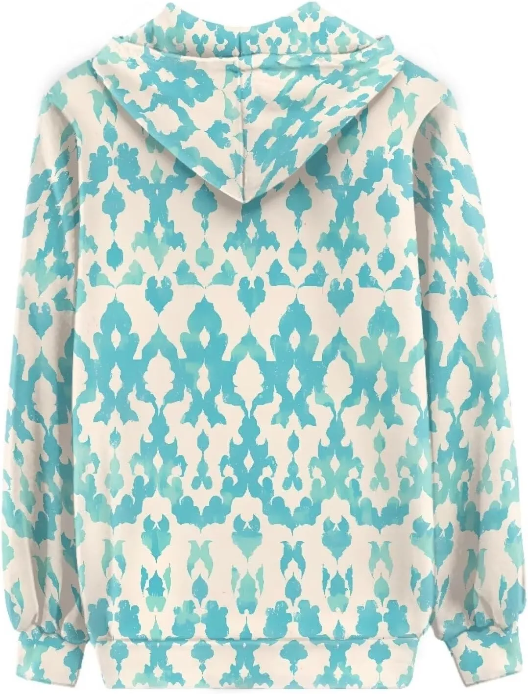 Irisjudy Folk Art Bird Flower Womens Oversized Sport Hoodies with Pocket St.Patrick Day Zip-up Hooded Sweatshirt Outdoor Coat