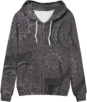 Irisjudy Folk Art Bird Flower Womens Oversized Sport Hoodies with Pocket St.Patrick Day Zip-up Hooded Sweatshirt Outdoor Coat
