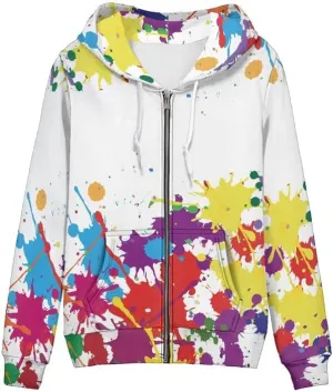 Irisjudy Women's Drawstring Zip up Pocket Hoodies, Vintage Flower Full-Zip Soft Jacket, Cute Spring Fall Pullover Coat XS-5XL