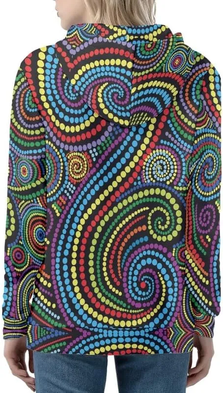 Irisjudy Women's Hoodies Traditional Tribal Art Zipper Jacket Oversized Sweatshirts, Lightweight Zip-up Hoodie with Pocket