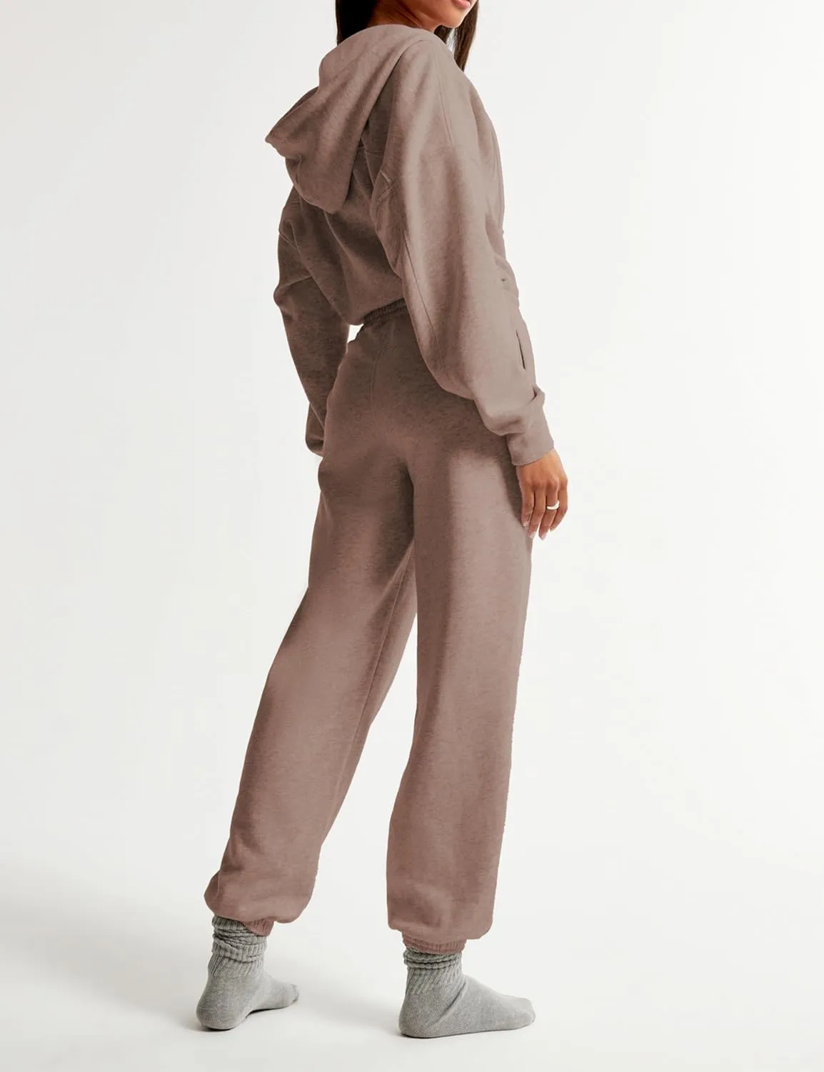 Jumpsuits for Women Casual Hoodie Long Sleeve Zip Up Sweatshirts Loose Jogger Sweatpants One Piece Romper Outfit